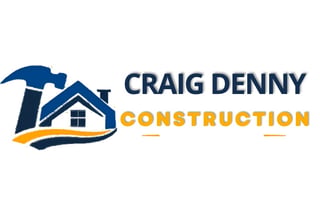 Craig Denny Construction logo with house and hammer icon in navy and gold